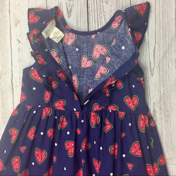 Emma & Elsa Girls Size 5 Dress & Sunhat Watermelon Hearts Ruffles Cotton Summer - Picture 10 of 16